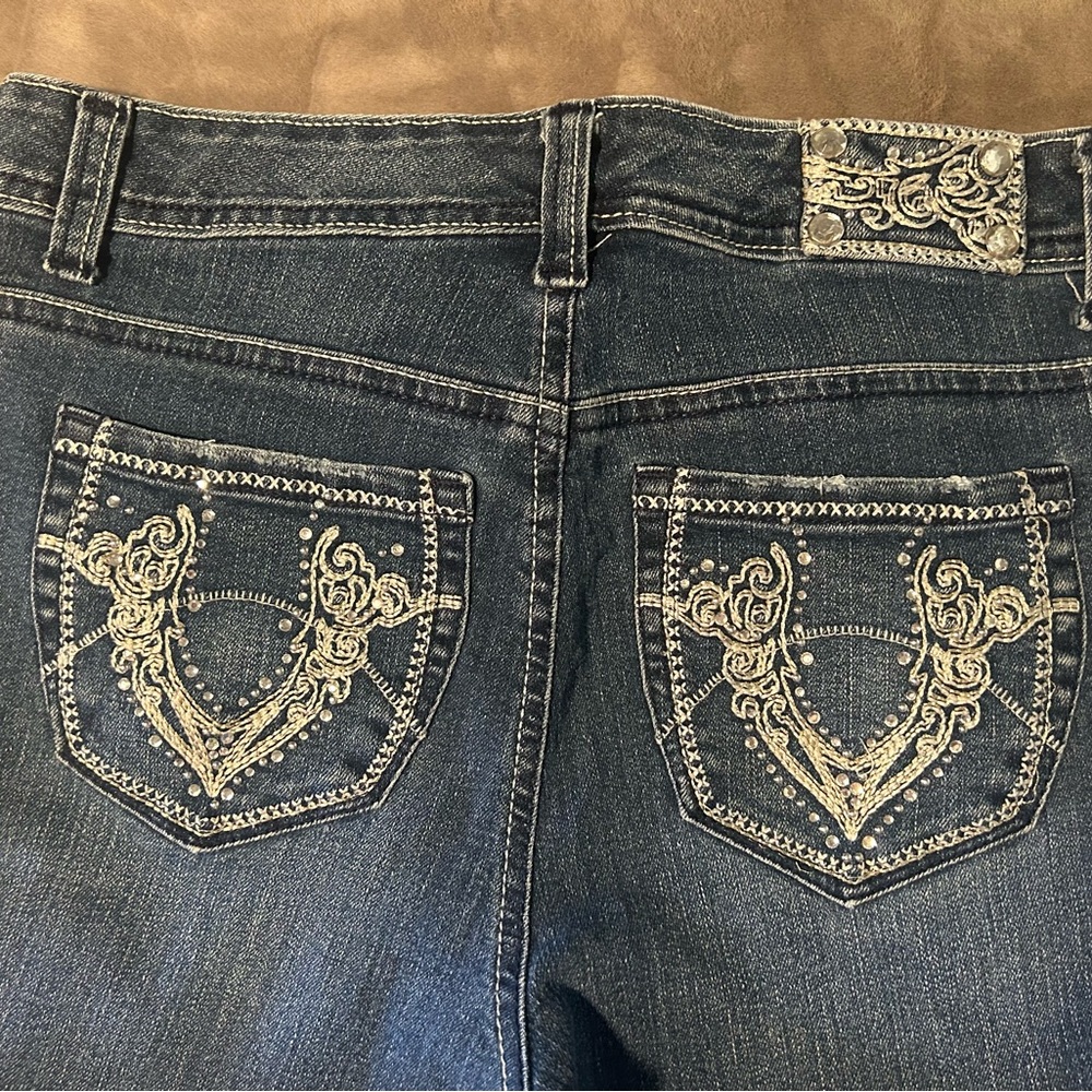 Style & Co. Dark Blue Embroidered Jeans